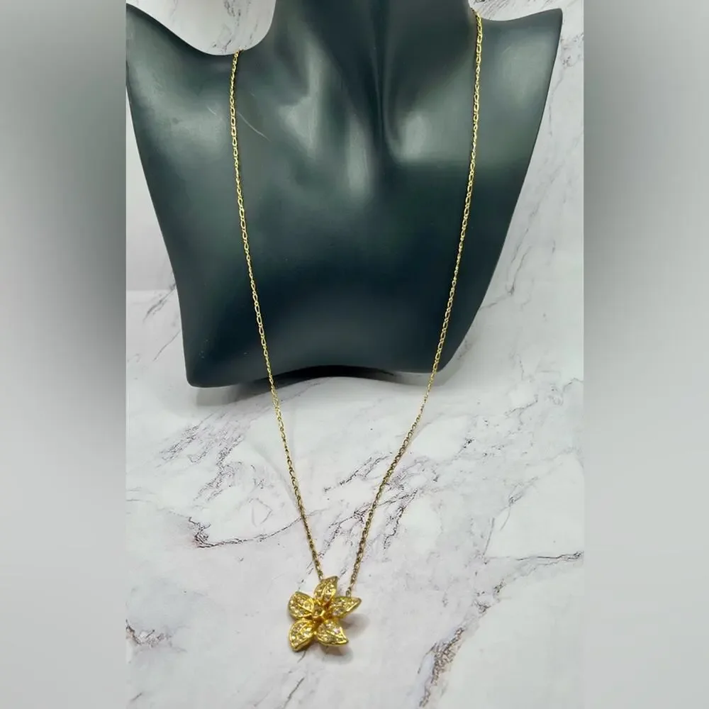 J. Crew pave crystal flower pendant necklace